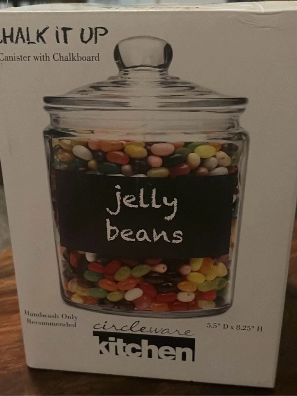 Clear Glass Canister with Black Chalkboard Label - Clear